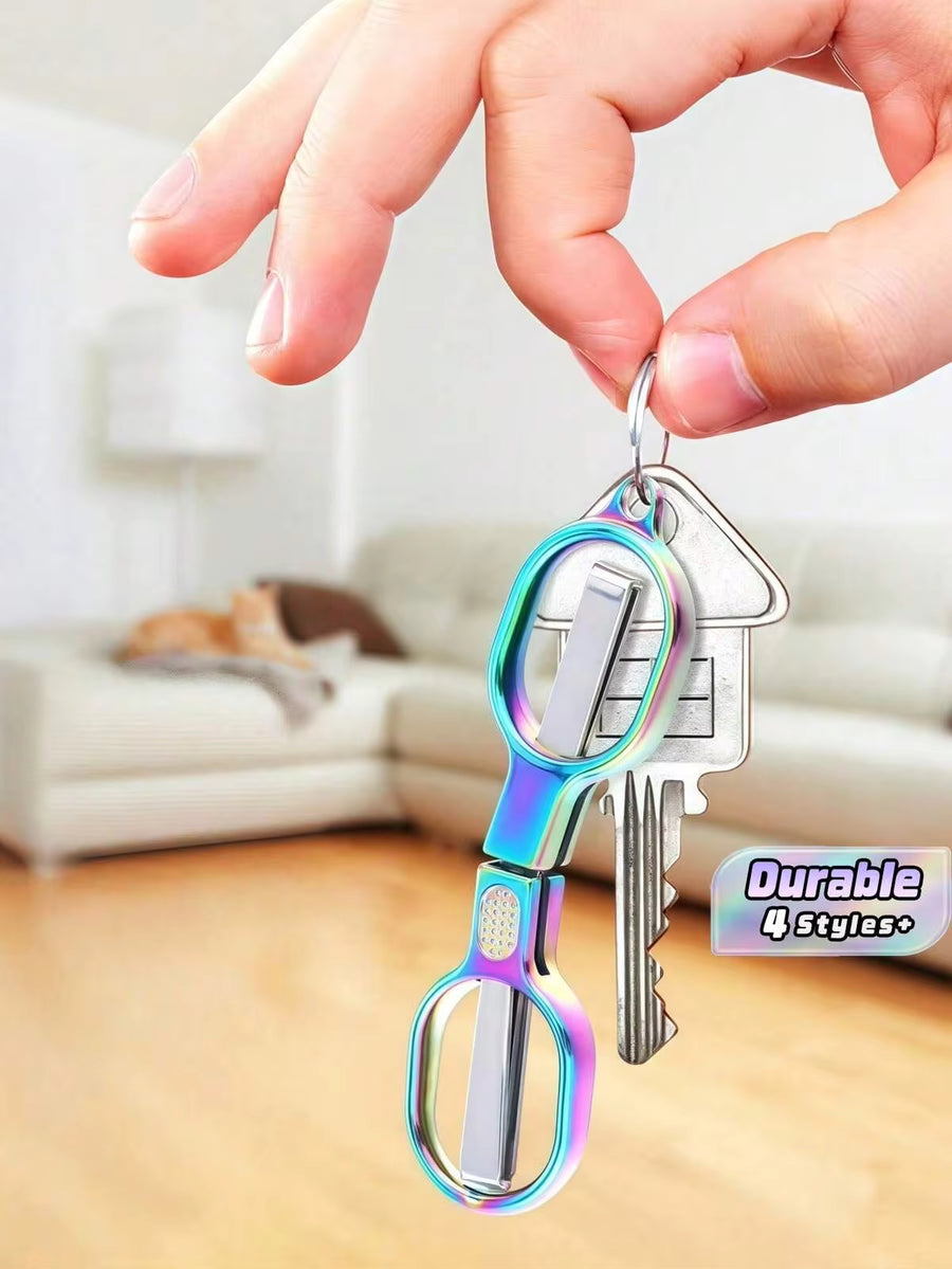 Double Circle Retro Folding Scissors Portable Small Scissors Carry Mini Private Fishing Travel Home Trumpet.